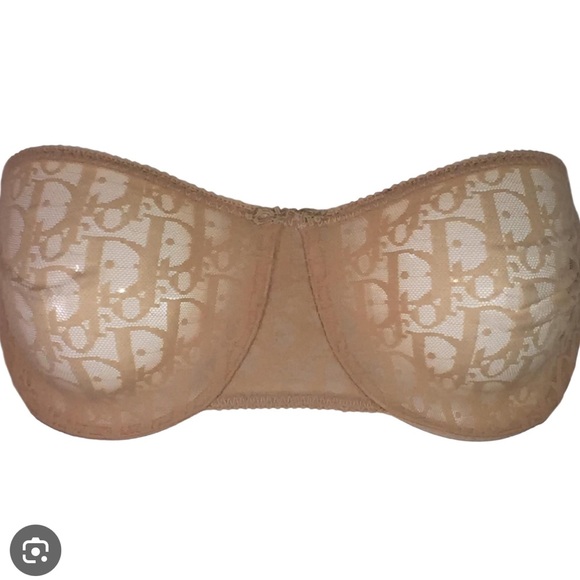 Dior Sheer Nude Mesh Monogram Strapless Bra . - Picture 1 of 9